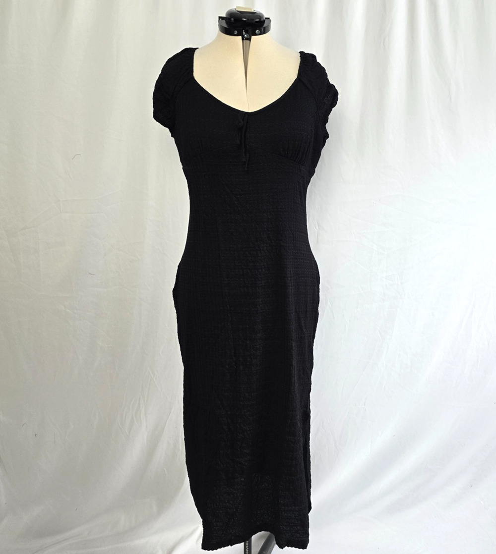 No Comment Knit Dress Women's 1X Black Cap Sleeve Lined V-Neck NWT